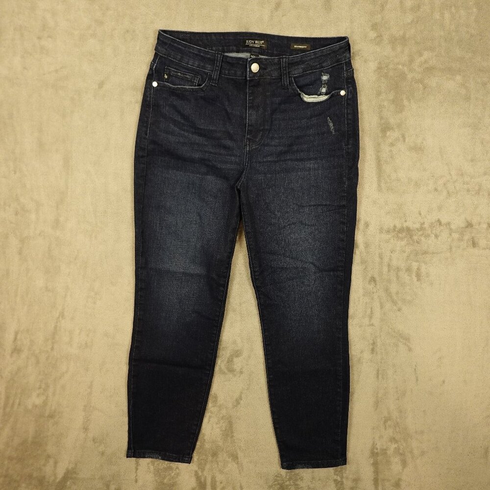 Judy Blue Jeans Boyfriend Fit Women's 7/28 Dark Wash Blue 27" Inseam